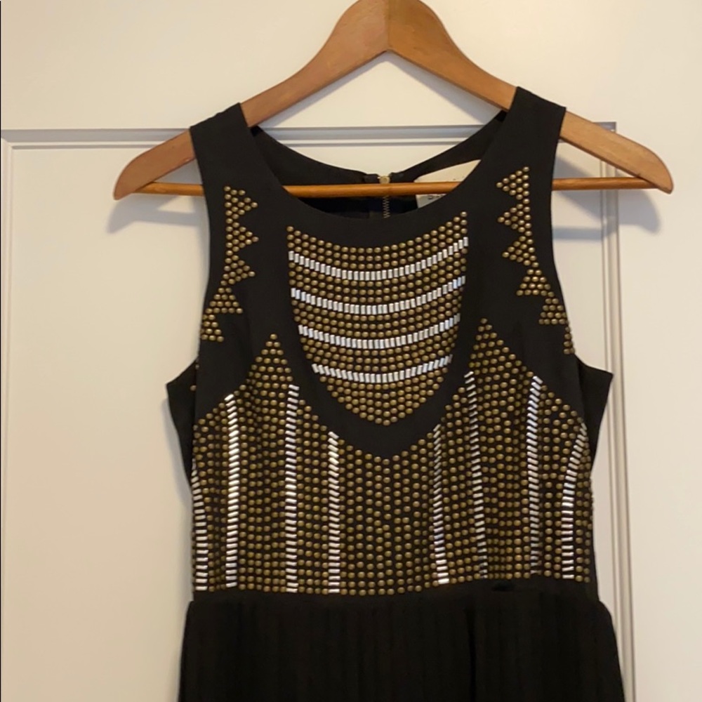 Sabine Madison Pleated Metal Studded Maxi Dress